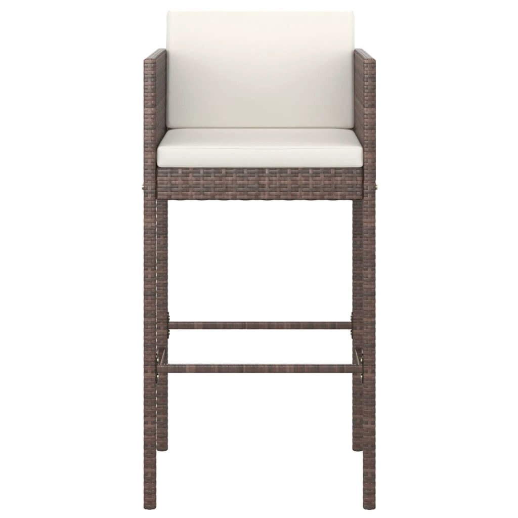 vidaXL Bar Stools 4 pcs with Cushions Brown Poly Rattan -