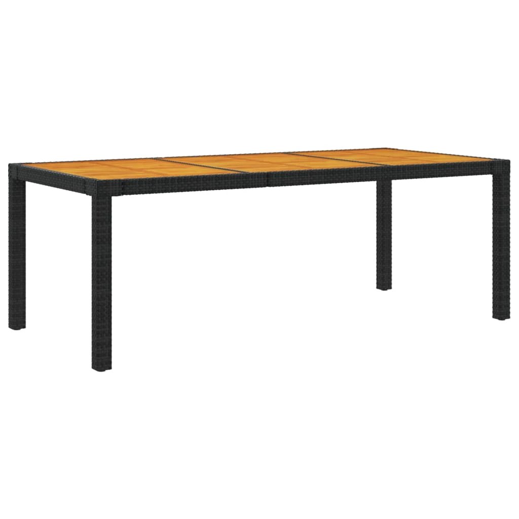vidaXL Garden Table 90x90x75 cm Poly Rattan and Acacia Wood Black by vidaXL