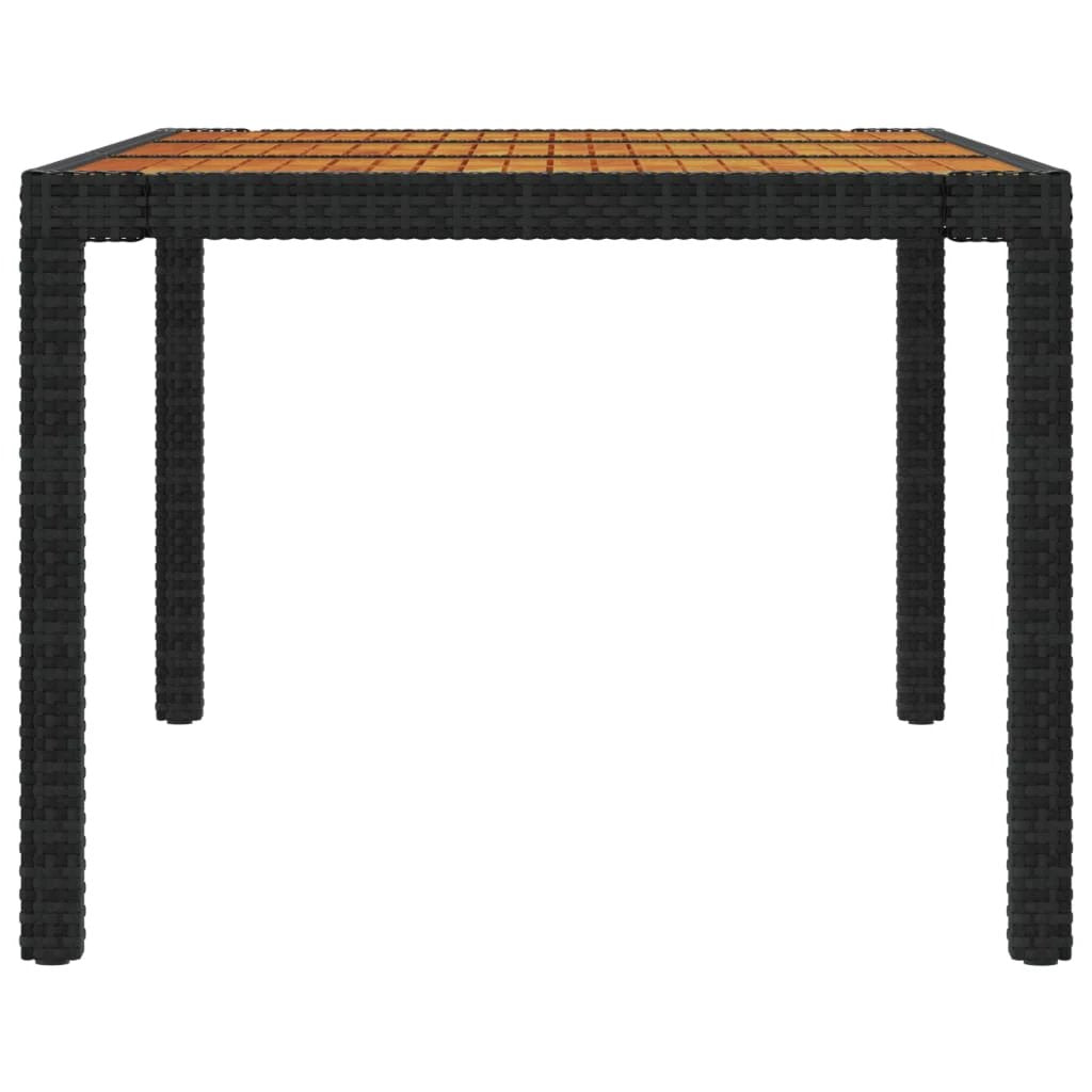 vidaXL Garden Table 90x90x75 cm Poly Rattan and Acacia Wood Black by vidaXL
