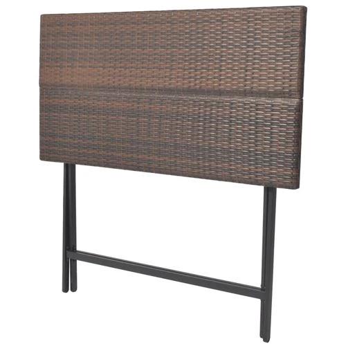 vidaXL vidaXL 7 Piece Folding Outdoor Dining Set Steel Poly Rattan Brown - Garden Set