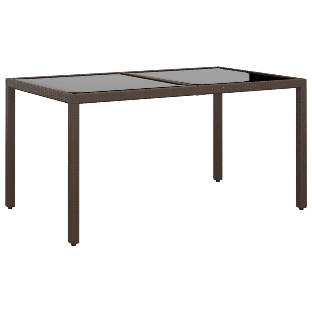 vidaXL Garden Table 150x90x75 cm Tempered Glass and Poly Rattan Black by vidaXL