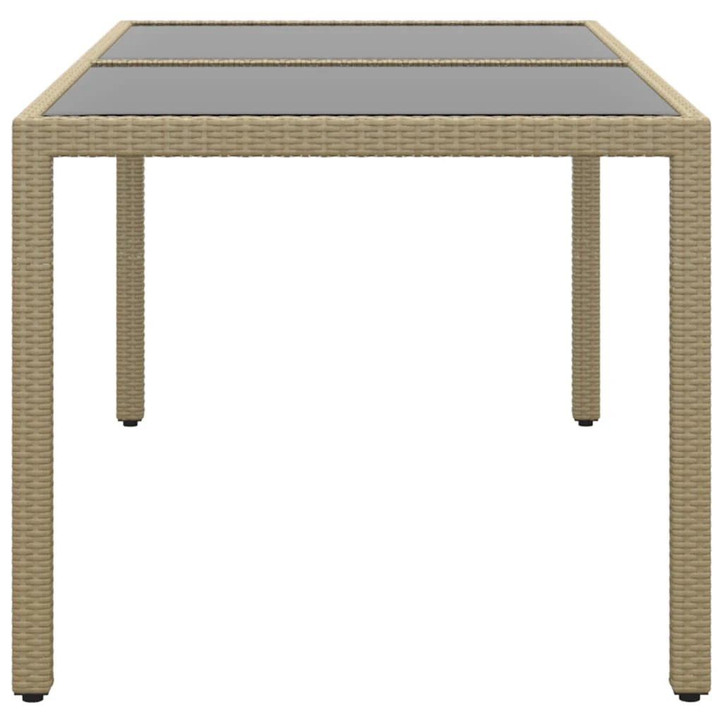 vidaXL vidaXL Garden Table 150x90x75 cm Tempered Glass and Poly Rattan Black - Garden Table