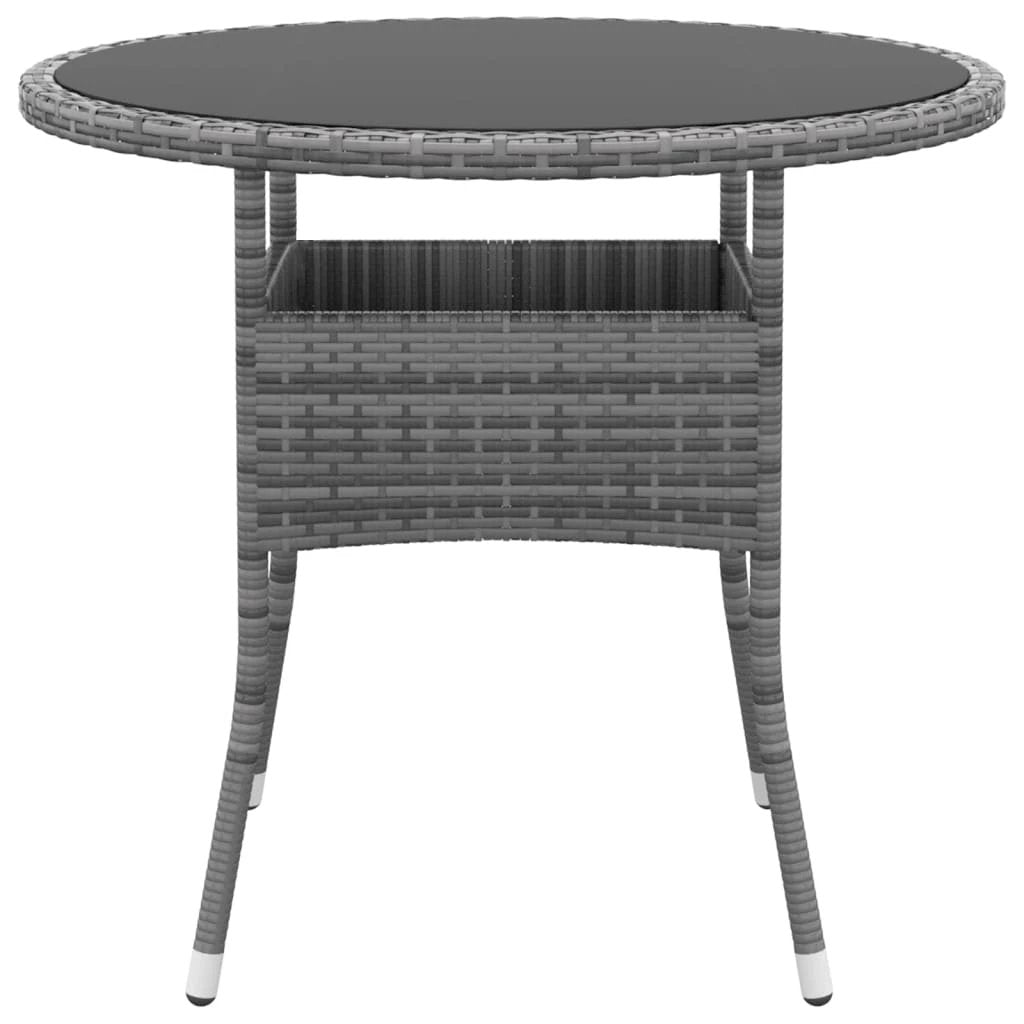 vidaXL Garden Table Ø80x75 cm Tempered Glass and Poly Rattan Black by vidaXL