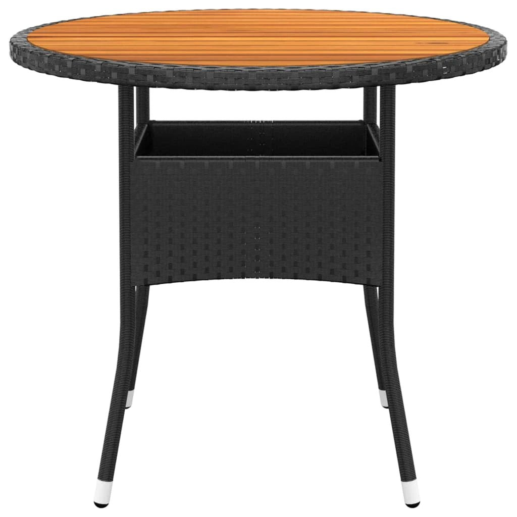 vidaXL Garden Table Ø80x75 cm Acacia Wood and Poly Rattan Black by vidaXL