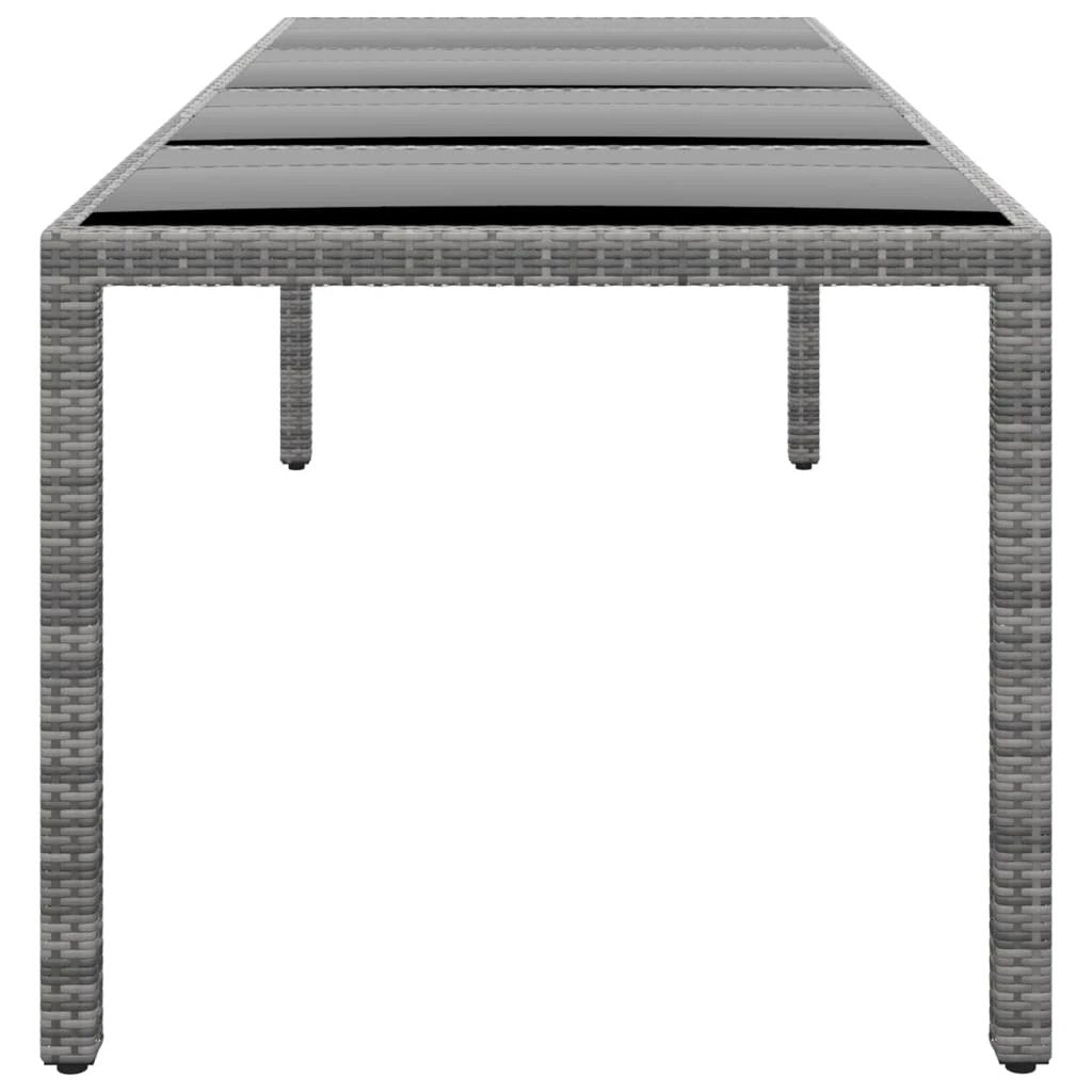 vidaXL Garden Table 250x100x75 cm Tempered Glass and Poly Rattan Black by vidaXL