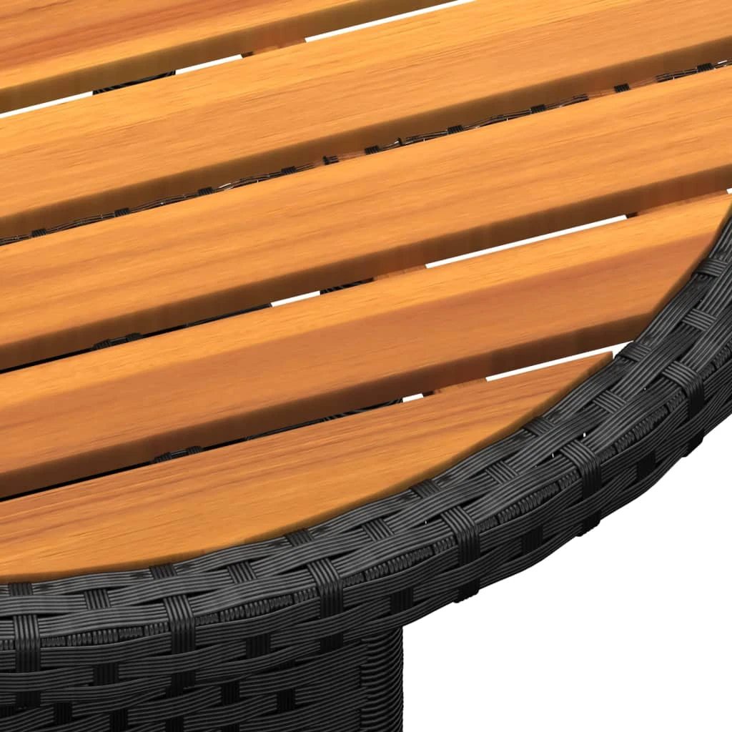 vidaXL vidaXL Garden Table Ø60x75 cm Acacia Wood and Poly Rattan Black - Uncategorized Garden Table