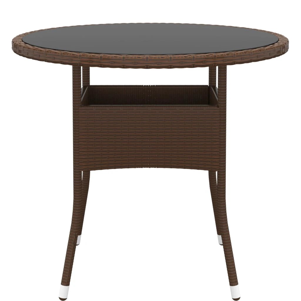 vidaXL vidaXL Garden Table Ø80x75 cm Tempered Glass and Poly Rattan Black - Garden Table