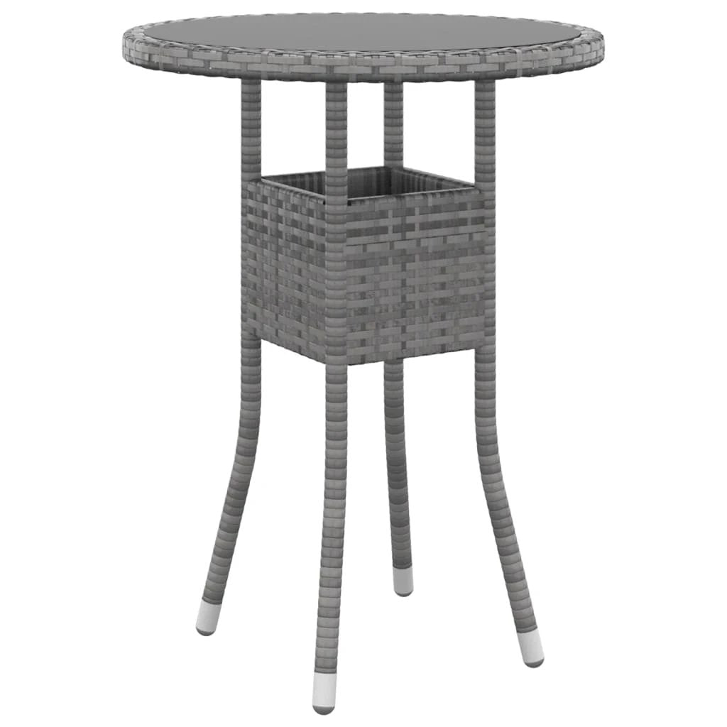 vidaXL Garden Table Ø60x75 cm Tempered Glass and Poly Rattan Black by vidaXL