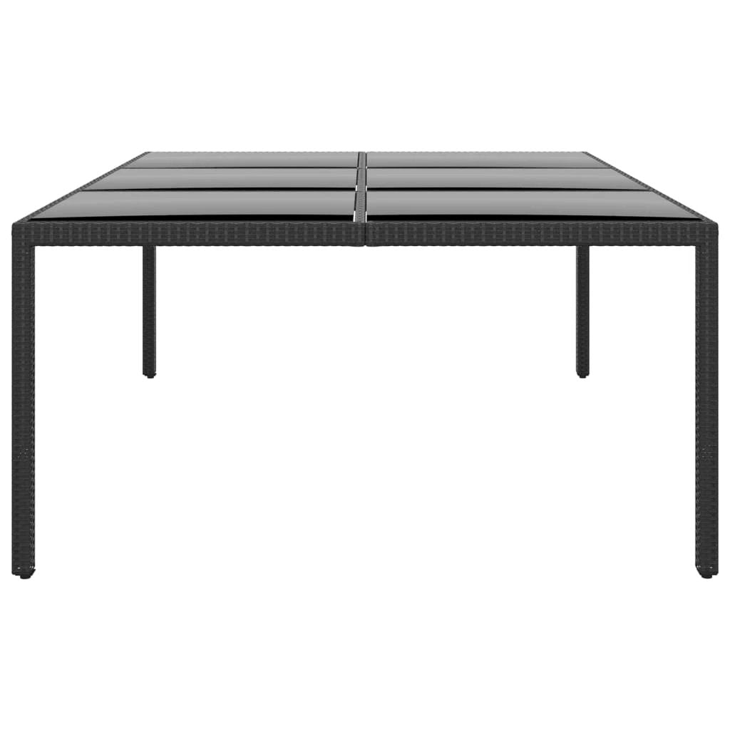 vidaXL Garden Table 200x150x75 cm Tempered Glass and Poly Rattan Black by vidaXL