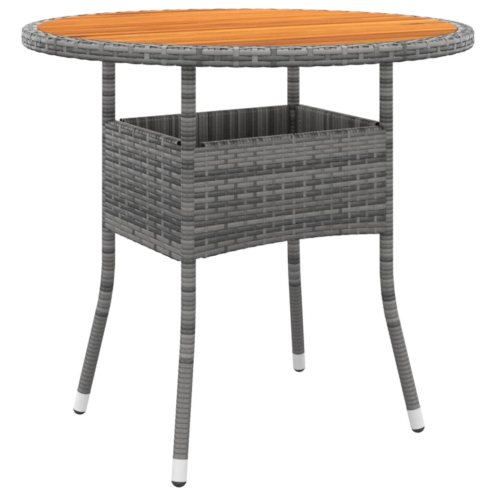 vidaXL Garden Table Ø80x75 cm Acacia Wood and Poly Rattan Black by vidaXL