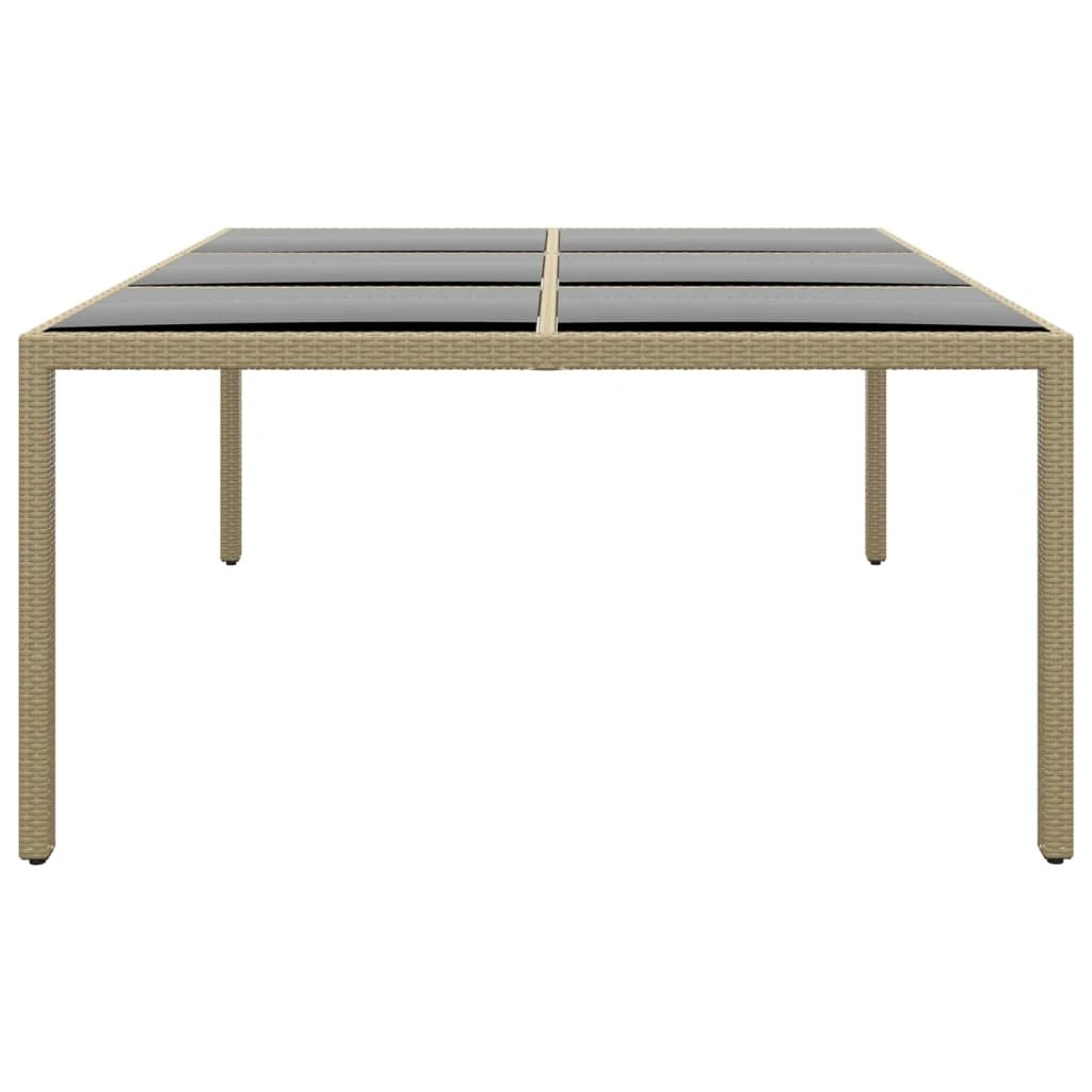 vidaXL Garden Table 200x150x75 cm Tempered Glass and Poly Rattan Black by vidaXL