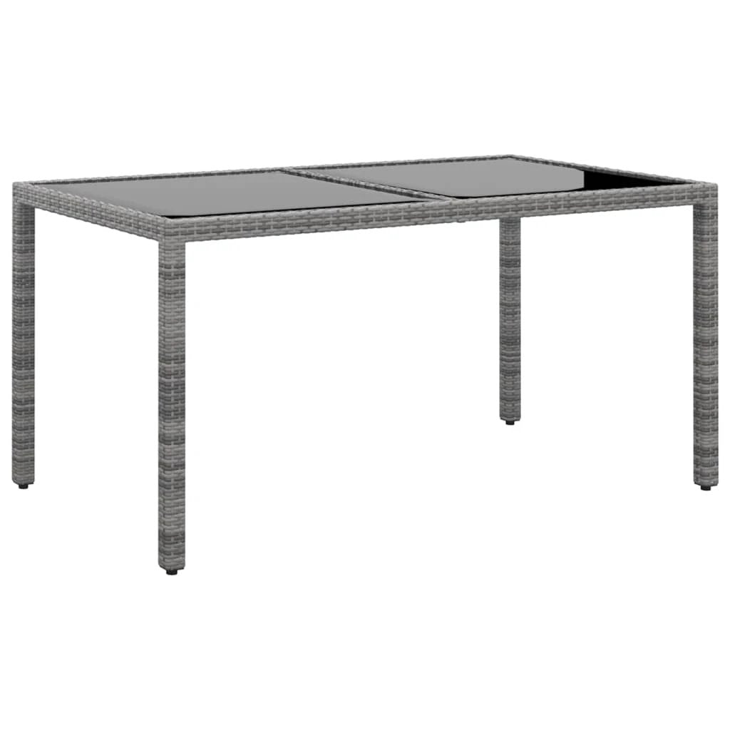 vidaXL vidaXL Garden Table 150x90x75 cm Tempered Glass and Poly Rattan Black - Garden Table