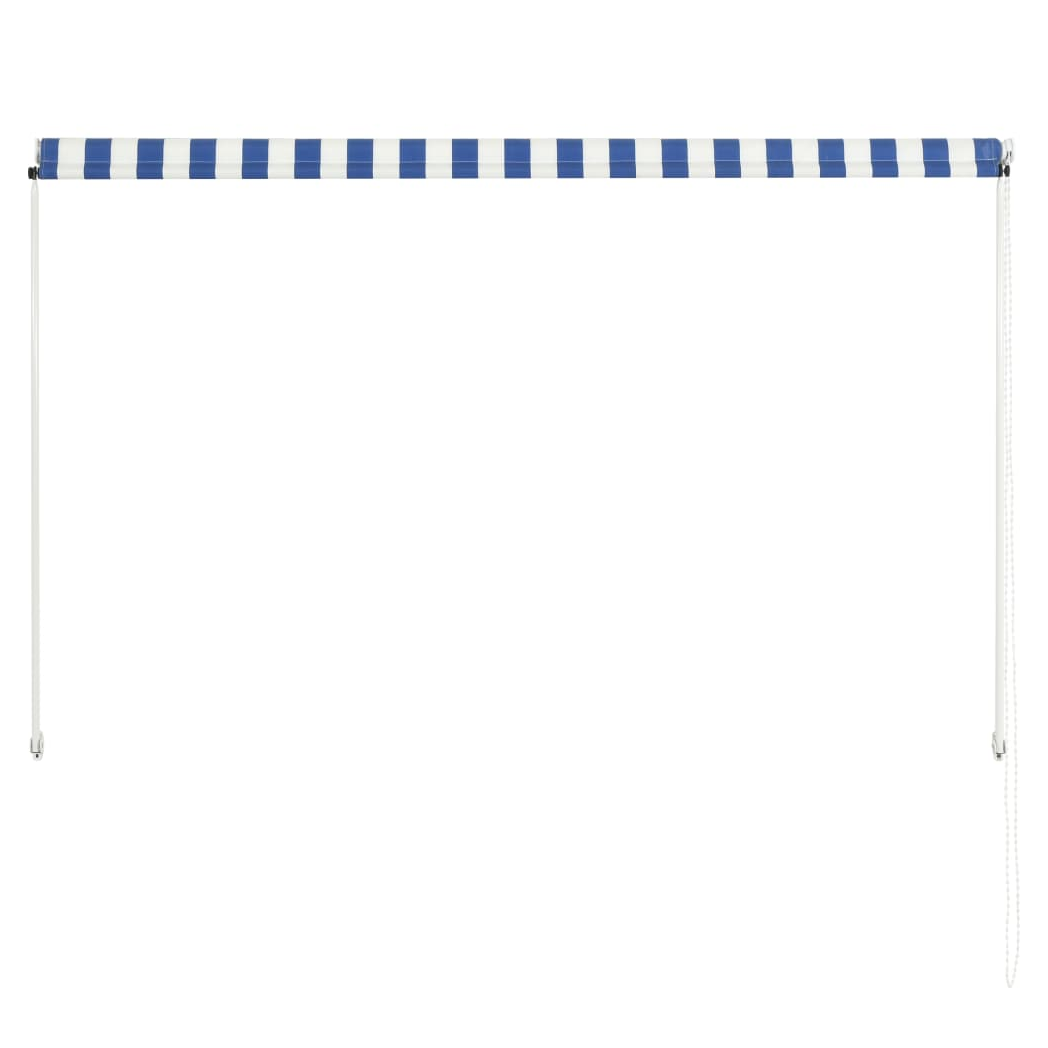 VidaXL Retractable Awning 100x150 cm Blue White PA-Coated Fabric UV-Resistant for Patio by vidaXL