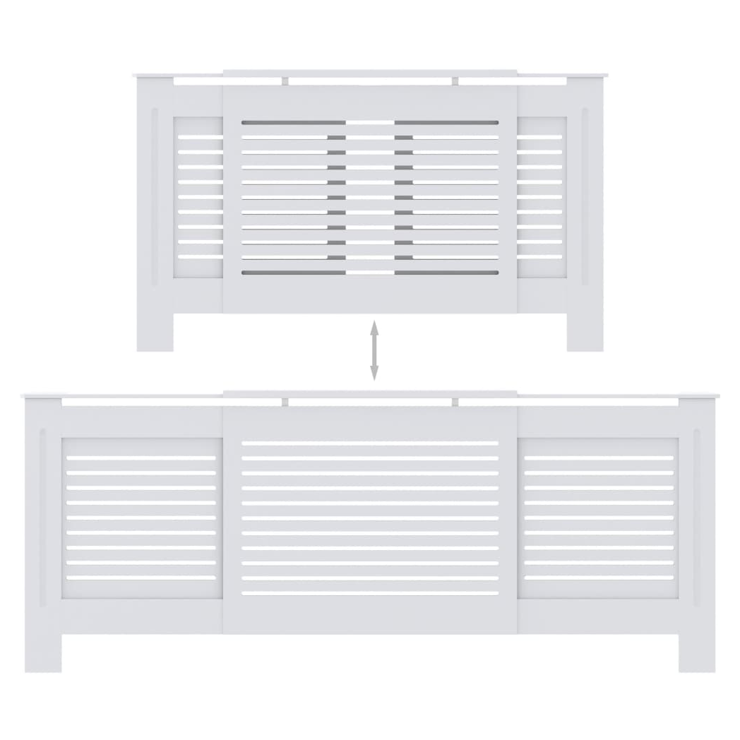 vidaXL VidaXL Radiator Cover Cabinet 205 cm White MDF Modern Slatted Design With Shelf Living Room - Radiator