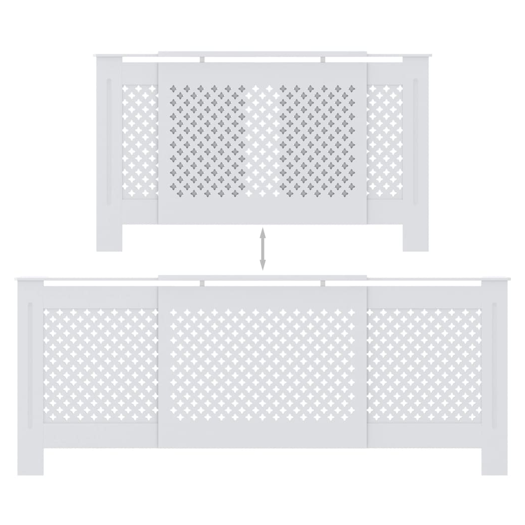 vidaXL VidaXL MDF Radiator Cover White 205 cm Slatted Ventilated Cabinet For Living Room Decor - Radiator