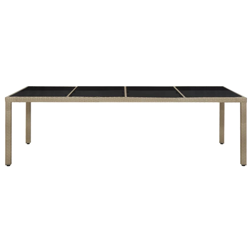 vidaXL Garden Table White 250x100x75 cm Poly Rattan and Tempered Glass by vidaXL