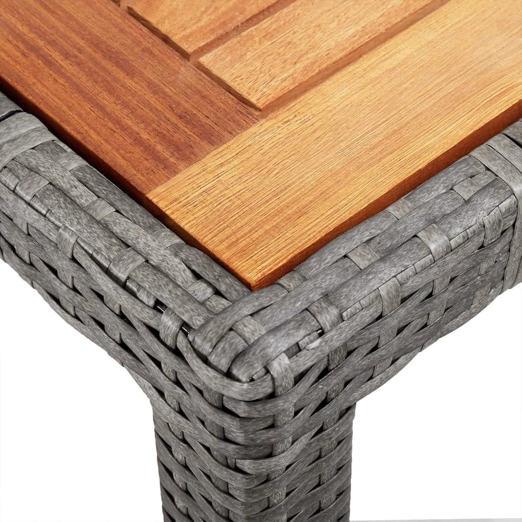 vidaXL vidaXL Garden Table 90x90x75 cm Poly Rattan and Acacia Wood Black - Garden Table