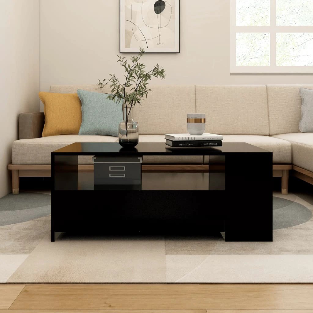 vidaXL VidaXL Coffee Table 102x55x42 cm Smoked Oak Engineered Wood With Storage Drawers For Living Rooms - Coffee Table