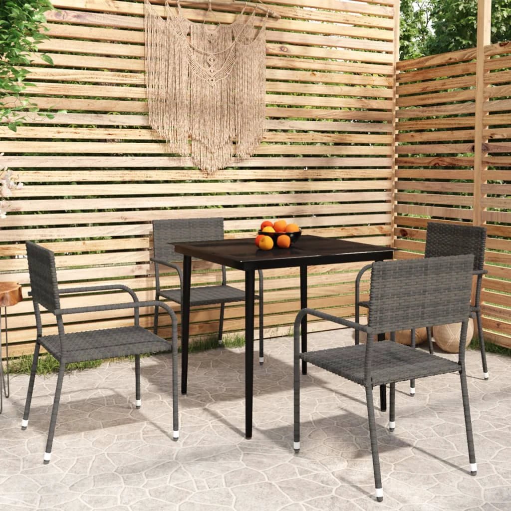 VidaXL Five Piece Garden Dining Poly Rattan Set by vidaXL