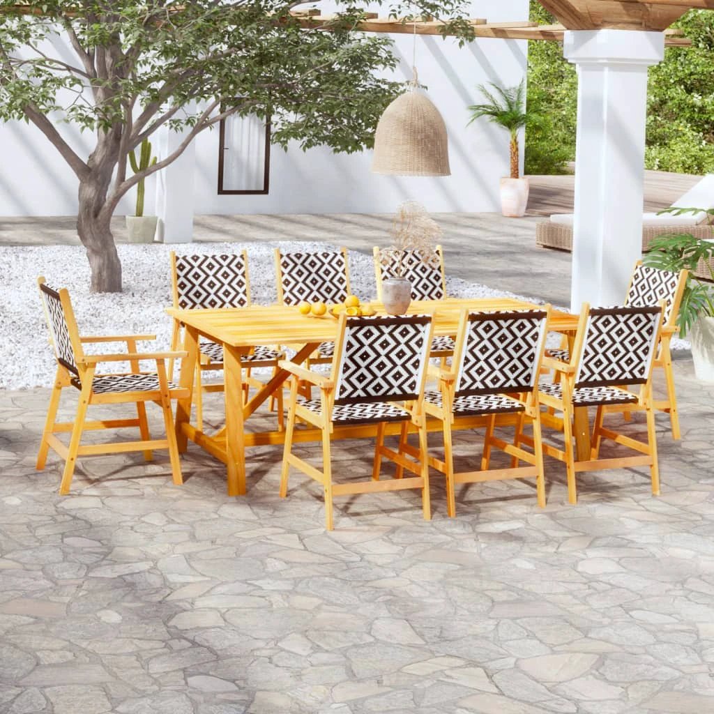 VidaXL Garden Dining Set Acacia Wood Rattan by vidaXL