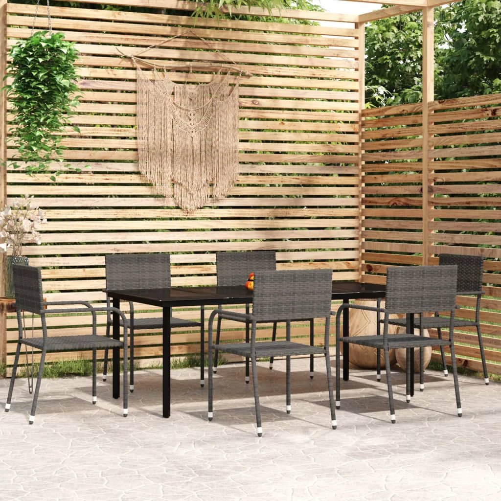 vidaXL VidaXL Garden Dining Set 5pc Black PolyRattan - Garden Set