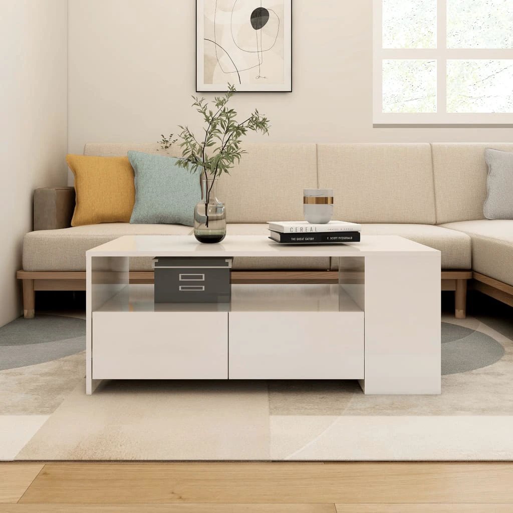vidaXL VidaXL Coffee Table 102x55x42 cm Smoked Oak Engineered Wood With Storage Drawers For Living Rooms - Coffee Table