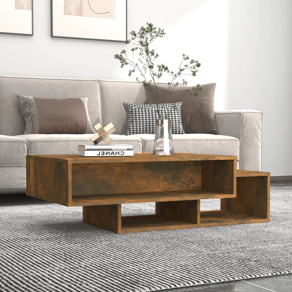 VidaXL Coffee Table 105x55x32 cm Smoked Oak Engineered Wood With Three Storage Compartments Living Room And Office by vidaXL
