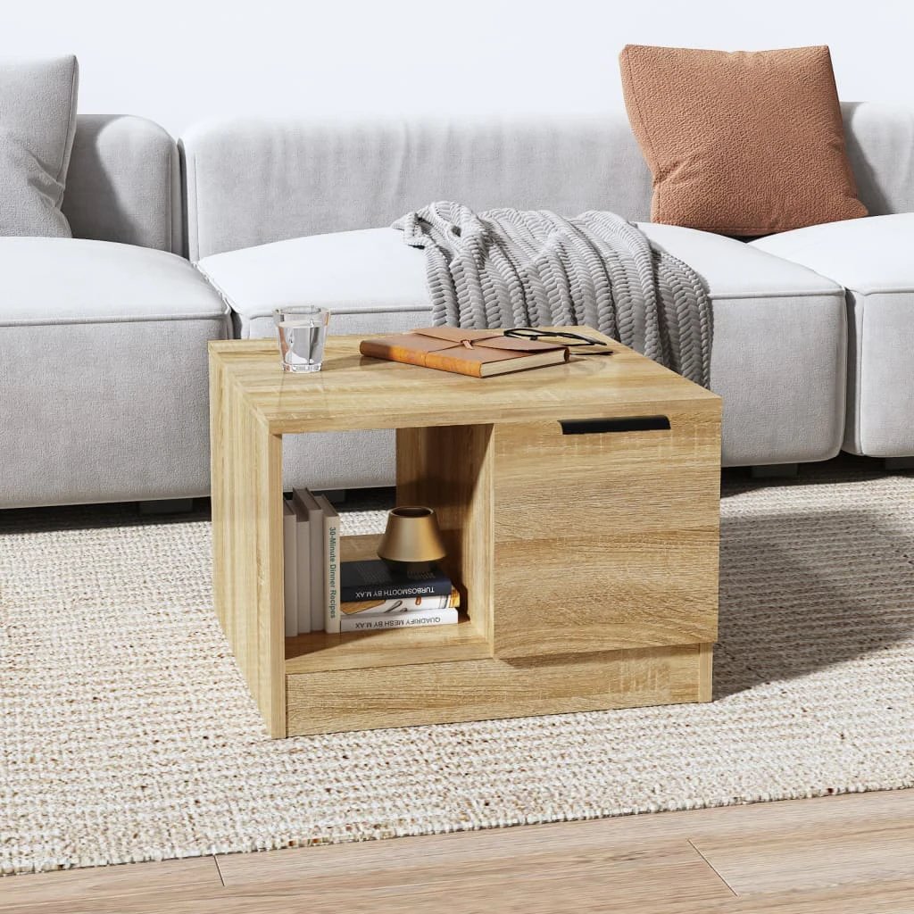 VidaXL Coffee Table 50x50x36 cm Smoked Oak Engineered Wood With Two Compartments Living Room by vidaXL