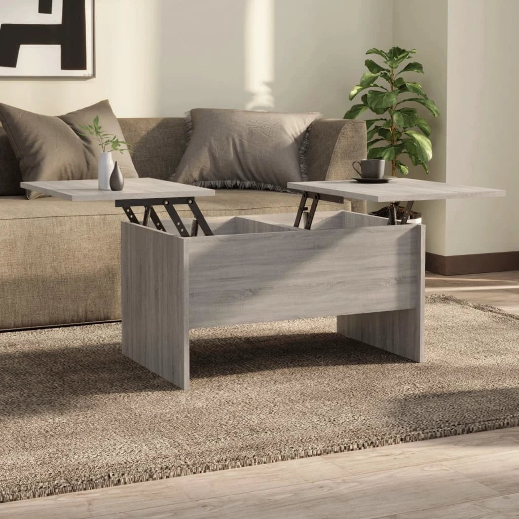 vidaXL VidaXL Coffee Table 80x50x42.5 Cm Smoked Oak Lift Top Storage Engineered Wood Living Room Decor - Coffee Table