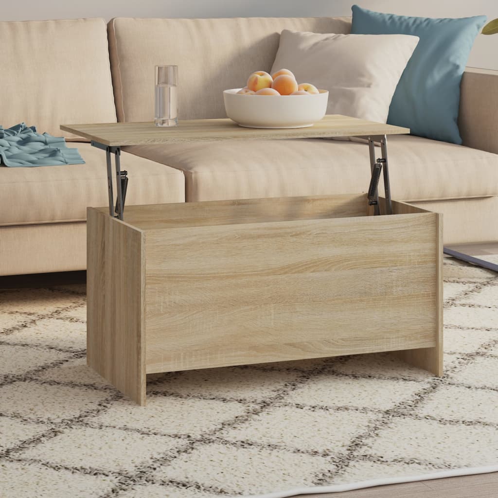 vidaXL VidaXL Coffee Table 102x55.5x52.5 cm Smoked Oak Lift Top With Hidden Storage For Living Room - Coffee Table