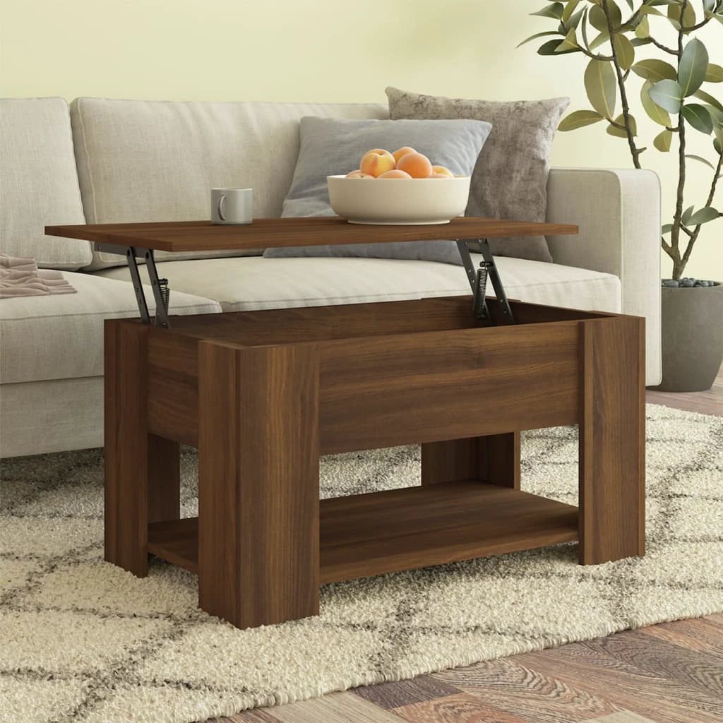 VidaXL Coffee Table Smoked Oak 79x49x41 cm Engineered Wood Lift Top Storage For Living Room by vidaXL