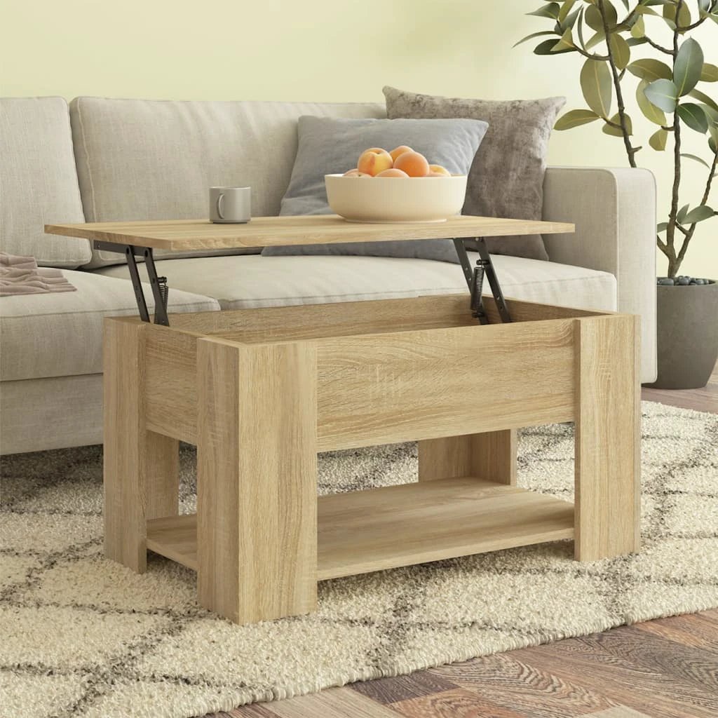 VidaXL Coffee Table Smoked Oak 79x49x41 cm Engineered Wood Lift Top Storage For Living Room by vidaXL