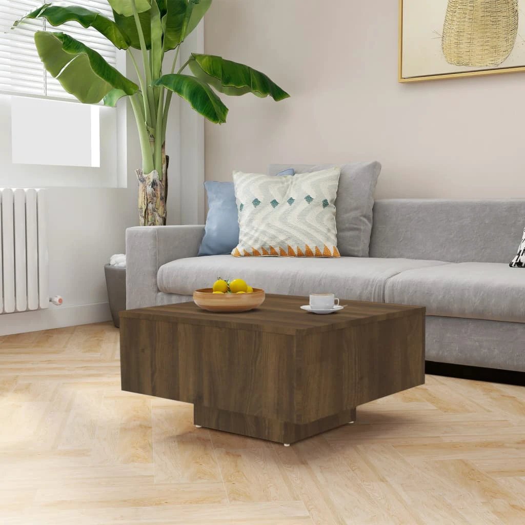 VidaXL Coffee Table 60x60x31.5 Cm Smoked Oak Engineered Wood Living Room Decor Piece by vidaXL