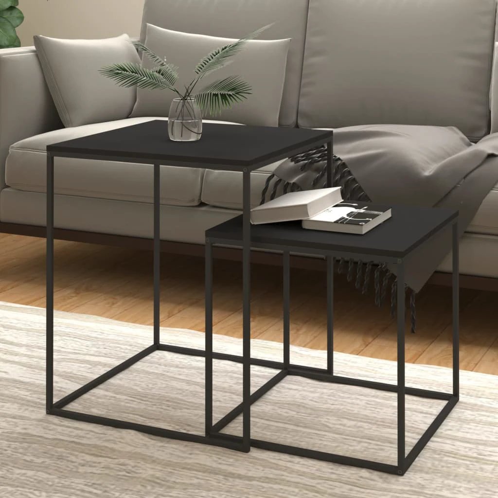 VidaXL Coffee Table Set Two Sizes Engineered Wood Metal Living Room by vidaXL