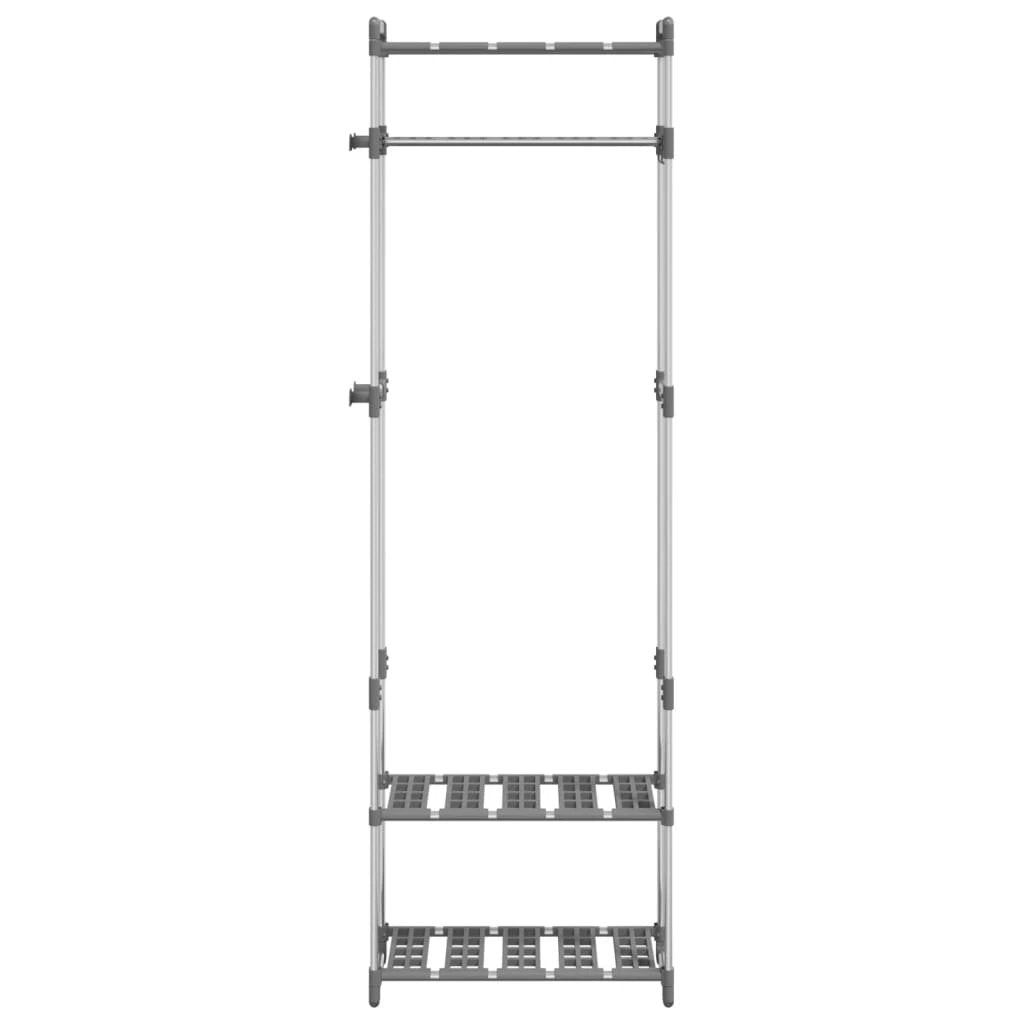 vidaXL Premium Aluminium 3 Tier Clothes Rack 59x29x192 Cm With Hanging Rail And 3 Shelves For Home Use - Wardrobe