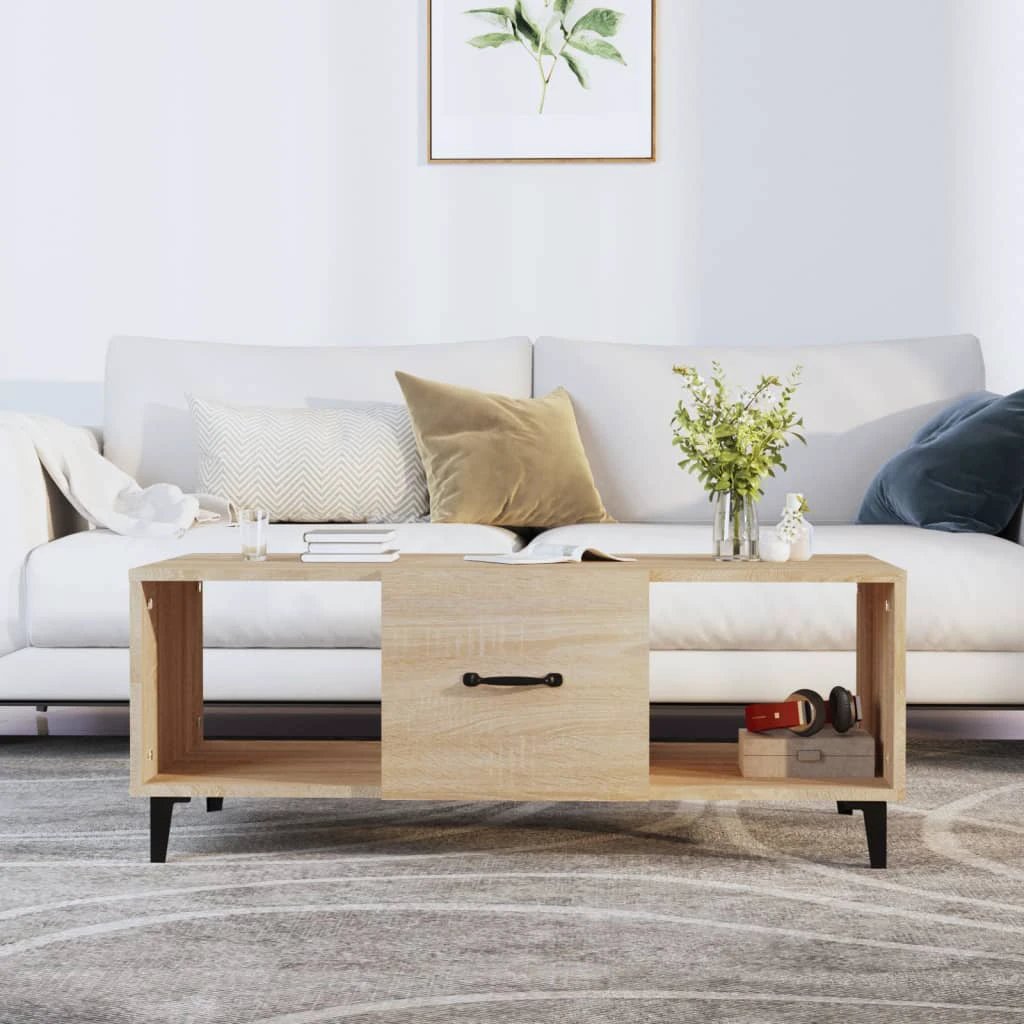 VidaXL Coffee Table 102x50x40 cm Smoked Oak Engineered Wood With Ample Storage Space Living Room by vidaXL