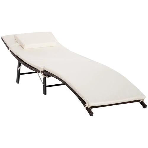 Outsunny Outsunny Folding Rattan Sun Lounger, 53H cm - Sun Lounger