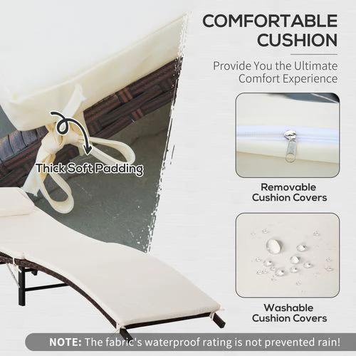 Outsunny Outsunny Folding Rattan Sun Lounger, 53H cm - Sun Lounger