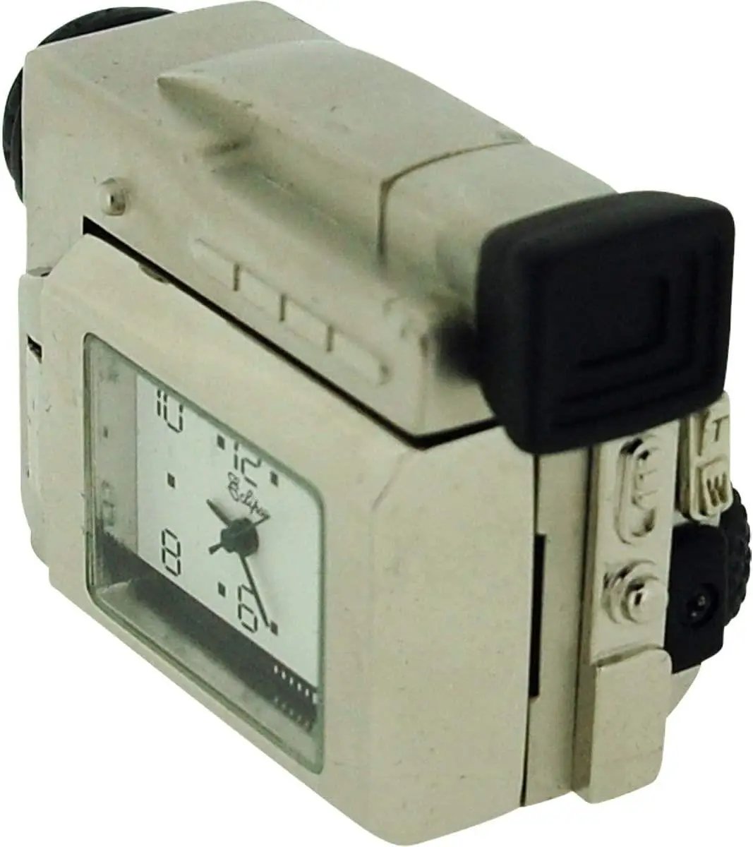 Miniture Miniature Clock Silver Plated Metal Video Camera Solid Brass IMP1057S - CLEARANCE NEEDS RE-BATTERY - Clock