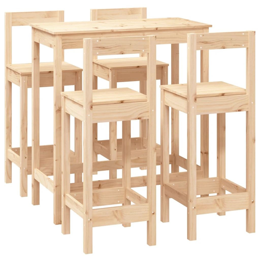 vidaXL vidaXL 5 Piece Bar Set Honey Brown Solid Wood Pine - Dining Set