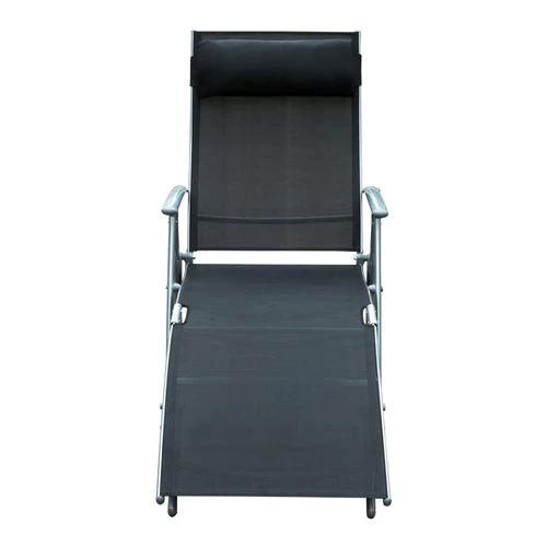 Outsunny Sun Lounger Recliner Foldable 7 Levels Textilene Black Patio - Sun Lounger