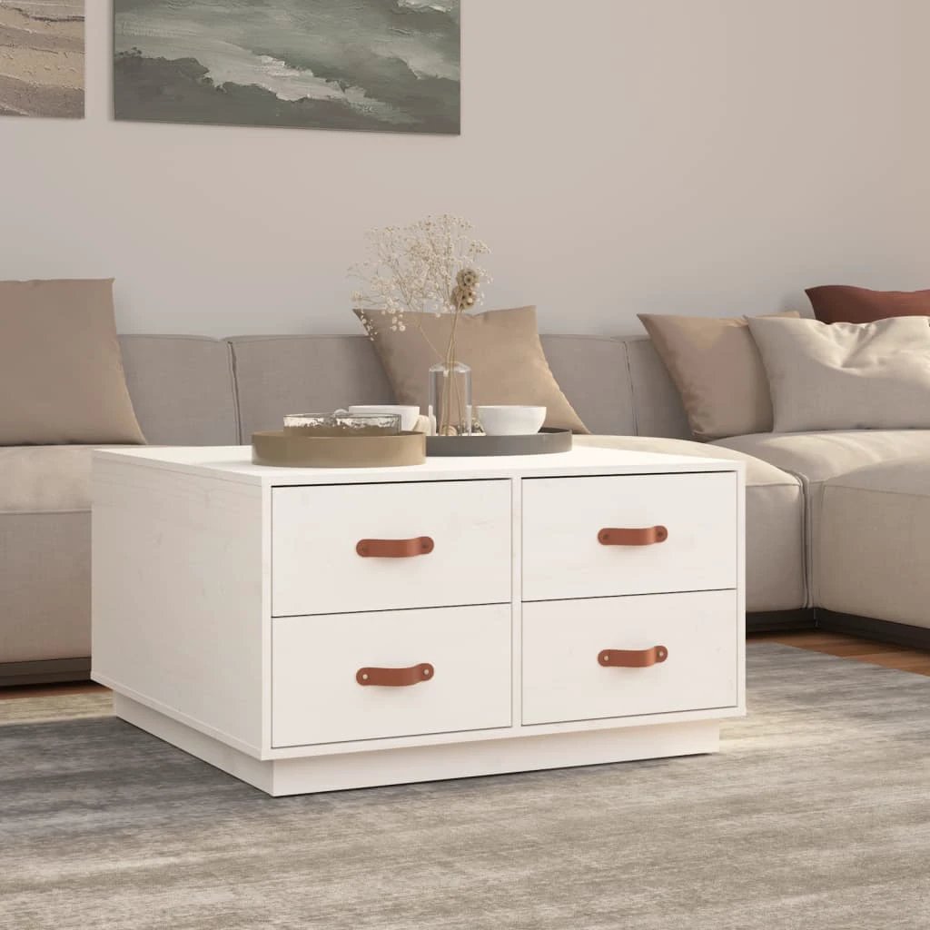 vidaXL vidaXL Coffee Table 80x80x45 cm Solid Pine Wood with 4 Drawers for Living Room Decor - Coffee Table