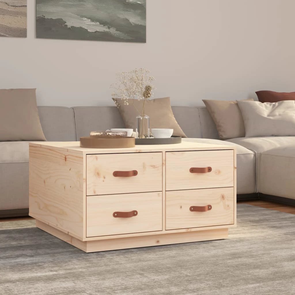 vidaXL vidaXL Coffee Table 80x80x45 cm Solid Pine Wood with 4 Drawers for Living Room Decor - Coffee Table