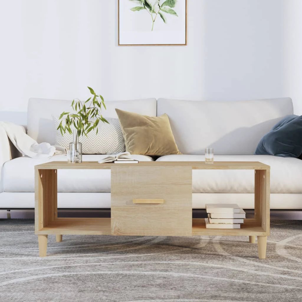 vidaXL VidaXL Premium Coffee Table 102x50x40 cm Smoked Oak Engineered Wood for Living Room - Coffee Table