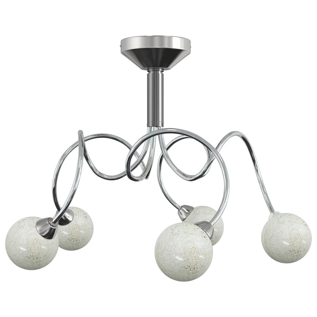 vidaXL Chrome Ceiling Light 5 Glass Shades G9 LED Home - Ceiling Lights