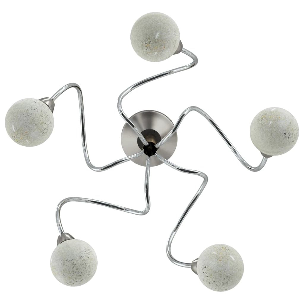 vidaXL Chrome Ceiling Light 5 Glass Shades G9 LED Home - Ceiling Lights