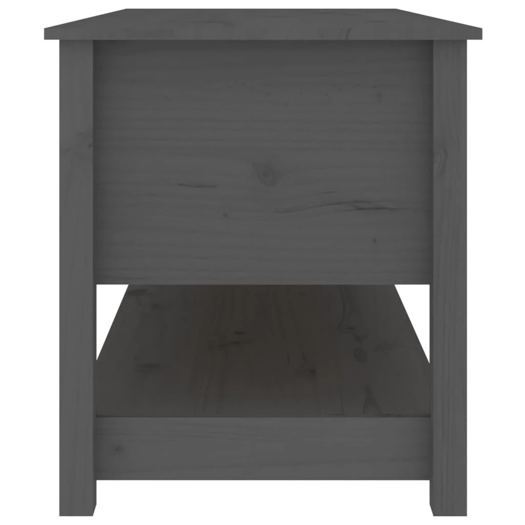 Grey Solid Pine Coffee Table 102x49x55 cm With Two Drawers And Open Shelf For Living Room by vidaXL