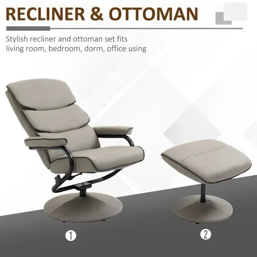 Faux Leather Recliner Chair w/ Ottoman, 135 Adjustable Backrest & Thick Padding - Recliner