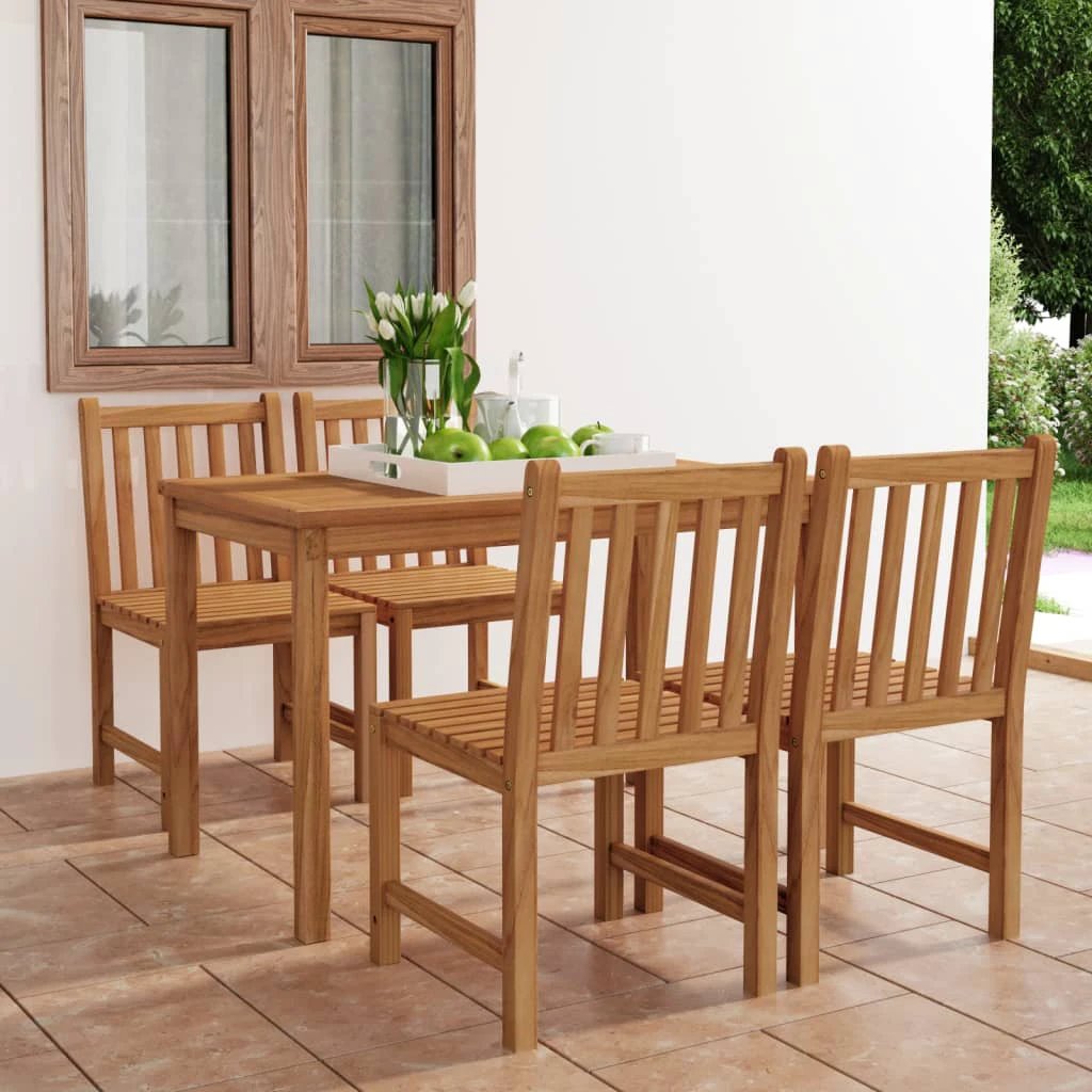 Quality Teak Garden Dining Set 5 Piece Durable Outdoor Patio by vidaXL