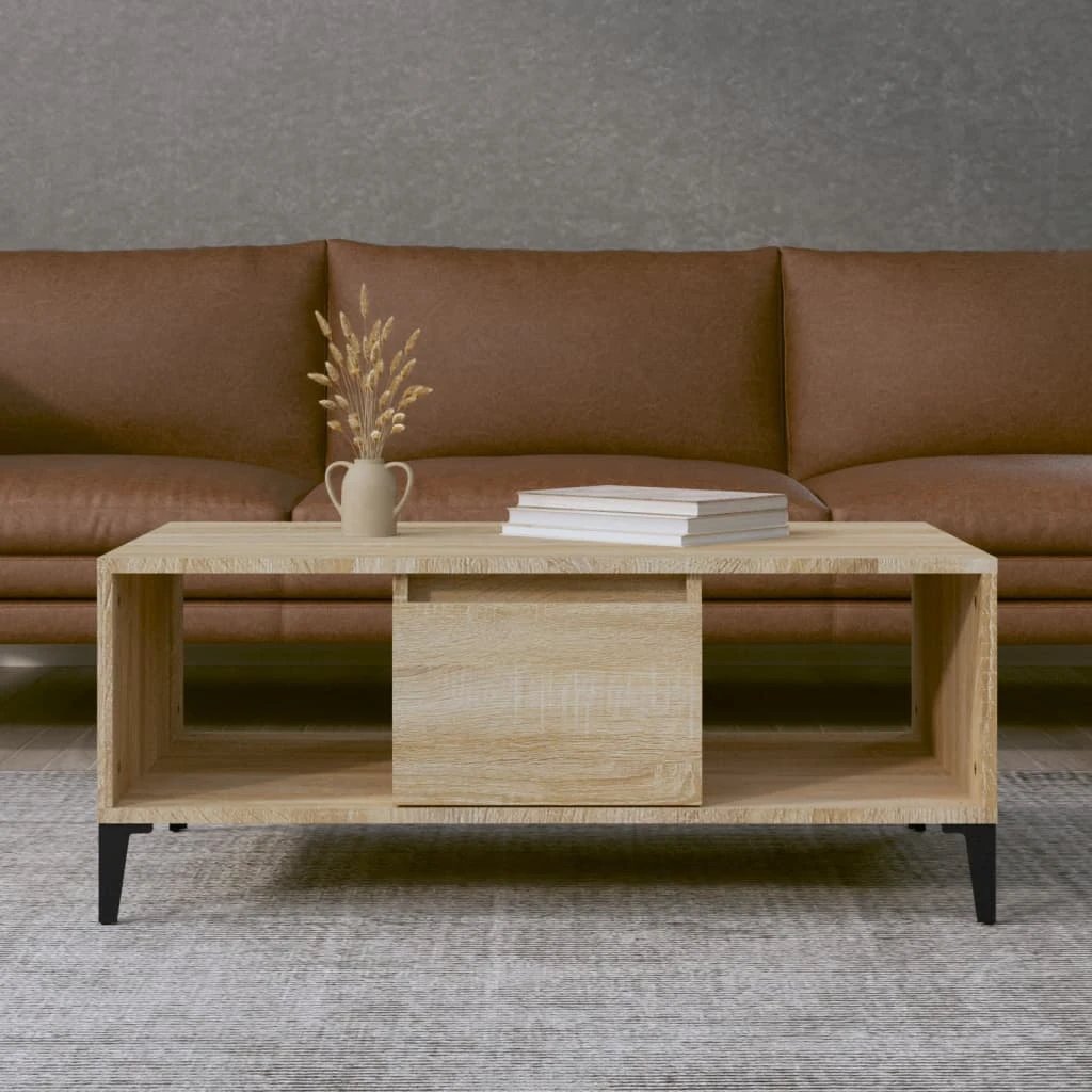 vidaXL VidaXL Coffee Table 90x50x36.5 cm Engineered Wood With Drawer And Open Shelves For Living Room - Coffee Table